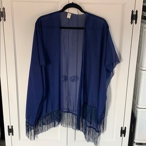 Blue fringe kimono
